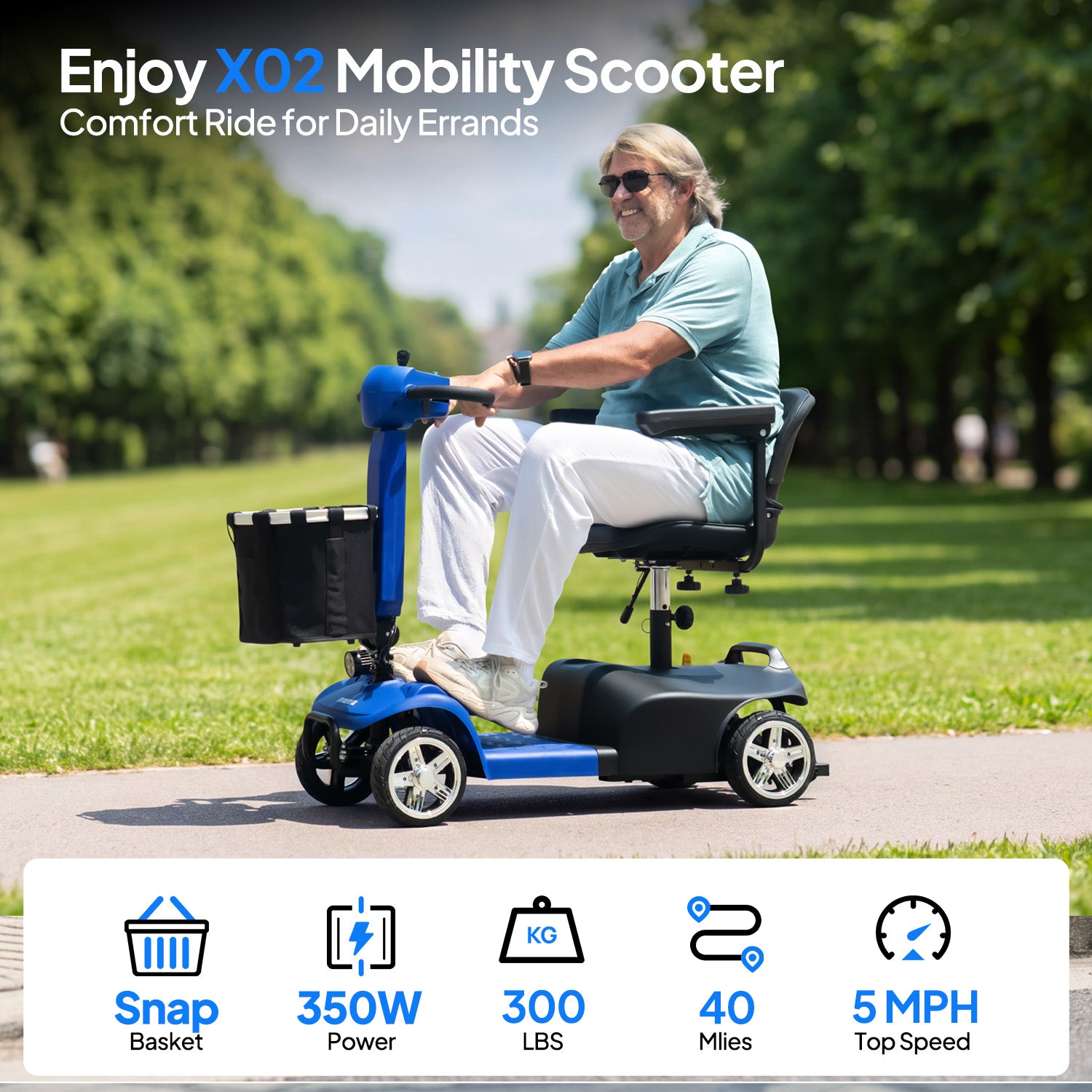 X02 Foldable Lightweight Mobility Scooter